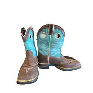 Pre-Owned Boys Durango Turquoise/Brown Western Cowboys Boot Size 3.5M